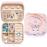WERNNSAI Mädchen-Schmuckkästchen, rosa Einhorn-Schmuckkästchen Kinder-Reise-Schmuckkästchen mit...
