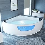 Tronitechnik® Eckbadewanne mit Whirlpool 150x150cm mit Sitz Acrylwanne für Zwei Personen,...