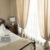 Skcess Curtains Living Room Beige, Polyester Schiebegardinen Volltonfarbe, 132X114cm-2Pcs