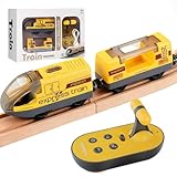 DAJASD Batteriebetriebener Lokomotivzug, Eisenbahn Elektrische Lok Holzeisenbahn Zug,...