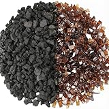 Baquler 3 kg Kupfer-Feuerglas und 3 kg schwarzes Lavastein-Set, 1,27-1 cm, für Feuerstelle,...