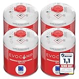 EVOCAMP 4X Propan Butan Gaskartuschen 450g einsetzbar für Weber Grills Q100/1000-Serien,...