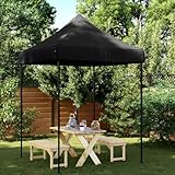 Qnhdfrt Partyzelt Faltbar Pop Up Schwarz 200x200x306 cm Gartenpavillon mit Wasserdichtem Oxford...