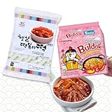 Topokki Set – 3x 200g Koreanische Rice Cake + 5x Buldak Carbonara Ramen – Authentischer...