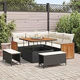 8-teilige Garten-Sofaset mit Kissen Schwarz, 3-teiliges Garten-Esszimmer-Set mit Kissen Schwarz,...
