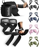 Handgelenk Bandagen Gym + Zughilfen Krafttraining (2er Set) – Lifting Straps & Wrist Wraps –...