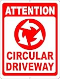 Achtung Rundes Schild für Auffahrt, Metall, 22,9 x 30,5 cm