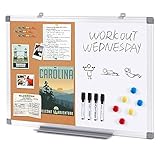 Swansea Whiteboard Magnettafel und Pinnwand Kork mit Aluminiumrahmen für Wohnung, Büro, Küche und...