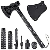 Japaknives Survival Axt 10 in 1, Spaltaxt für Holz, Schärfe Camping Beil, Multitool Campingäxte...