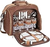 BRUBAKER Picknicktasche für 4 Personen mit Kühlfach - tragbar als Duffelbag oder Schultertasche -...