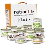 ration1 Notration Fertigessen, Emergency Food 10 Jahre haltbar, Nudeln, Currywurst, Kartoffeln,...
