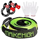 MAIKEHIGH Abschleppseil 5M x 5cm, 10 Tonnen (22,000 Lbs) Tow Rope Kit Für Off-Road Recovery mit 2...
