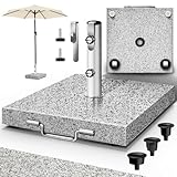 tillvex® Granit Sonnenschirmständer mit Rollen & Transportgriff 27 kg Eckig | Schirmständer...
