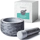 madeco - Edler Marmor Mörser mit Stößel Ø 14 cm - Perfekt geeignet für Gewürze, Kräuter &...