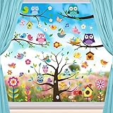Shinybox Fensterbilder Frühling Selbstklebend, 9 Blätter Fensterbilder Frühling Sommer...
