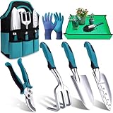 Kynup Gartenwerkzeug-Set, 7 Stück Garten Hand Werkzeuge, Rost-Sicht Gartenarbeit Set mit...