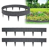 XMTECH 5m Rasenkante Beeteinfassung Gartenpalisade in Rattan-Optik, Beetumrandung Mähkante...