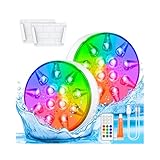 U UZOPI Poolbeleuchtung Unterwasser, Wiederaufladbar Pool Lichter Unterwasser mit Fernbedienung,...