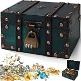 Otauoaea Vintage Holz Schatztruhe, Aufbewahrung Schatzkiste mit Schloss, Holz Schatztruhe...