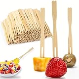 Bambus Obstgabel,400 Pcs Bambusgabeln Mini Bamboo Forks Einweg Fruchtgabeln Fingerfood Holz Bambus...