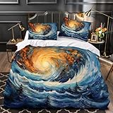 ARTAMA 3D Bettwäsche Set 200x220 cm 3teilig mit Reißverschluss Strudel Weiche und Angenehme...