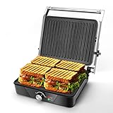 Aigostar SAM- XL kontaktgrill, Panini Grill, Sandwichmaker, 2000W Antihaftbeschichtete Grillplatten...