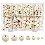 TOAOB 1050 Stück Natürliche Runde Holzperlen Set 6 bis 20mm Gemischte Größe Zwischenperlen mit...