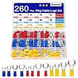 Mexgcom 260 Pcs Kabelschuhe, 0,5-6mm² Ringkabelschuhe Set, Ø M4/M5/M6/M8, Kabelschuhe...