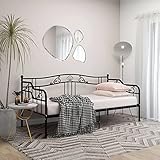 GeenYuu Schlafsofa Bettgestell Schwarz Metall 90x200 cm, Robustes Tagesbett für Gästezimmer,...