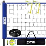 VEVOR Volleyballnetz Höhenverstellbares Volleyballnetz Set, 9,7 x 2,4 m Tragbarer...
