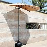 ATAAY Terrassenschirme Outdoor-Schutzschirm 9-Fuß-Halbrunder Sonnenschirm mit 5 Rippenkurbeln für...