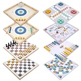 Edsnor 8-in-1 Spielesammlung für 2-4 Spieler, Mensch ärgere Dich Nicht, Holz Brettspiel für zu...