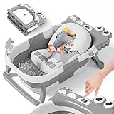 Faltbar Baby Badewanne Mit Rutschfestem Badekissen - Babywanne XXL Mit Baby Badewannensitz &...