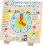 goki 58398 - Jahresuhr - aus Holz - Kinder Lernen spielerisch Kalender, Jahreszeit, Wetter und...