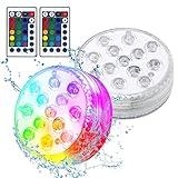 Aoreun Unterwasser LED Licht, 2 Stück Poolbeleuchtung Unterwasser Licht, 16 RGB-Beleuchtungsmodi...