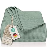 LAYNENBURG Premium Tagesdecke 180 x 220 cm - Waffelpique 100% Baumwolle - leichte Wohndecke...