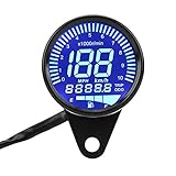 Motorrad Tacho, Universal Motorrad LED Digital Tacho Drehzahlmesser Ölstandsanzeige Schwarz...