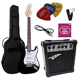 ELEKTROGITARRE SCHWARZ - E-GITARRE - IM SET MIT 20WATT VERSTÄRKER - TASCHE - BAND - SAITEN - 3xPIK...