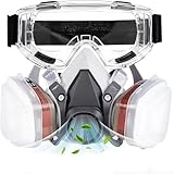 Atemschutzmaske, Halbmaske mit Filtern und Schutzbrille für Sprühfarbe, Staub, Chemikalien,...