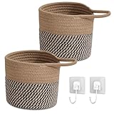 2 Stück Hängekorb, Wandkörbe Baumwollseilflechten 15 x 16 cm Aufbewahrungskörbe Mit Griff...