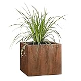 Pflanzwerk® Pflanzkübel Fiberglas Cube Rost Braun 30x34x34cm XXL *Frostbeständig* *UV-Schutz*...