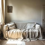 L'EMPORIO CASA Sofaüberwurf, einfarbig, robust, aus Panama-Baumwolle, 160 x 280 – 260 x 280 –...