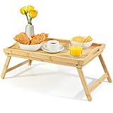 Betttablett klappbar groß Holz Frühstückstablett fürs Bett Serviertablett mit Beinen Tablett...