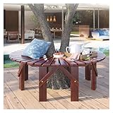 Baumbank aus Holz für den Außenbereich, runder Pflanzen- und Blumenständer für Garten, Hof,...