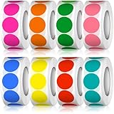 4000 Stück Klebepunkte Bunt 20mm Aufkleber Weihnachten Sticker 8 Rollen Punkt Aufkleber Rund,...