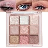 Lilbitty 1er Set 9 Farben Glitzer Lidschatten Palette, Langanhaltende Pigmentierte Augen Make-up...