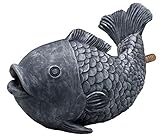OASE 36777 Wasserspeier Fisch, grau, 24 x 13 x 15,5 cm - Teichfigur aus wetterfestem Polyresin,...