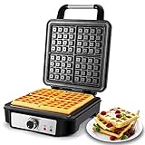 YASHE Waffeleisen Belgische Waffel, 4-Scheiben Quadratisches Belgisches Waffeleisen, 5...