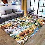 3D Gedruckter Teppich Wohnzimmer Schlafzimmer Teppich Home Room rutschfeste Yoga Bodenmatte...