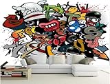 XLMING Bunte Handgemalte Kunst Im Graffiti Stil 3D Tapeten Tapete Seidigkeit Home Esszimmer Möbel...